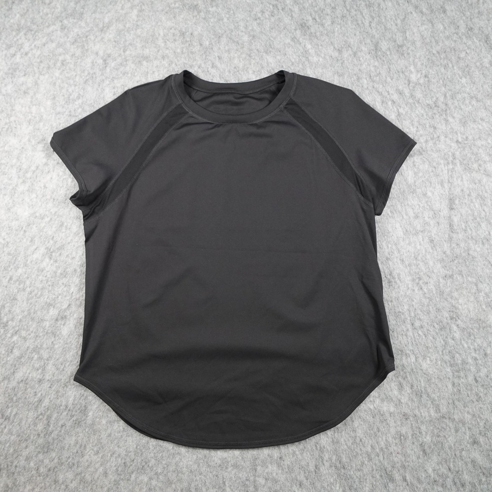 Halara Top Women Large Black NWT SoftlyZero QuickDry Round Neck Short Sleeve
